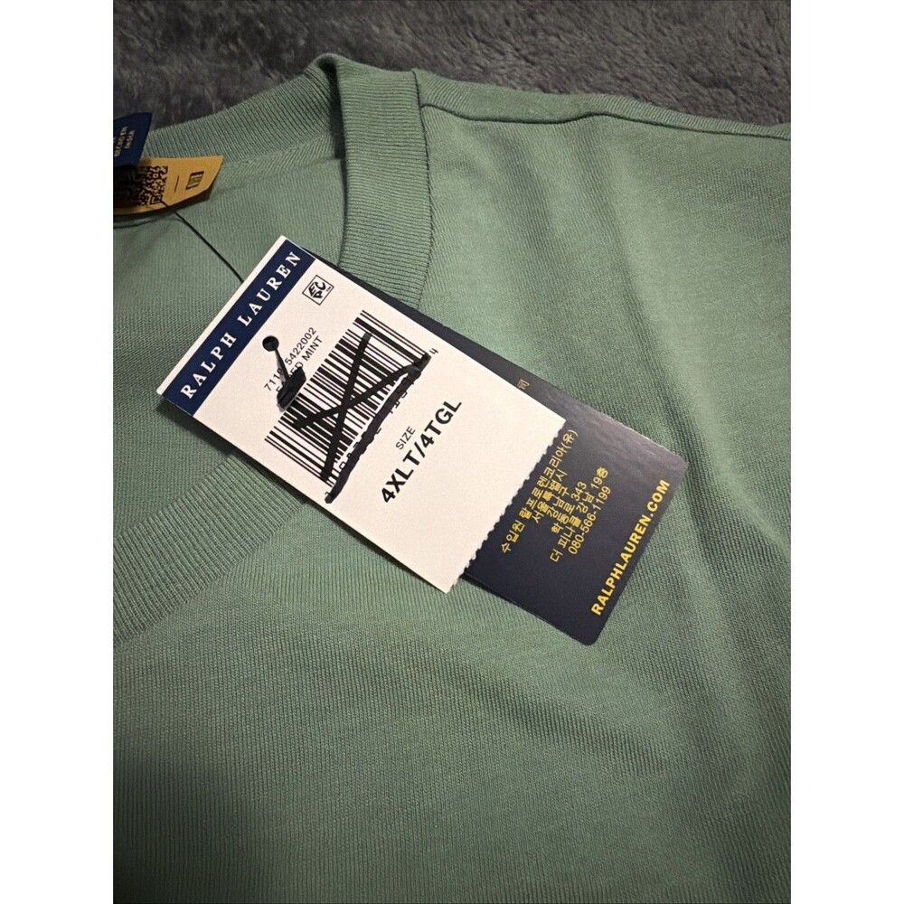 4XLT Polo Ralph Lauren Madras Logo Tee Plaid Green - Picture 6 of 9